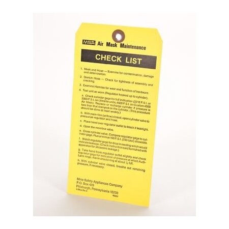 Msa Safety Tag, Maint.Check List 466051